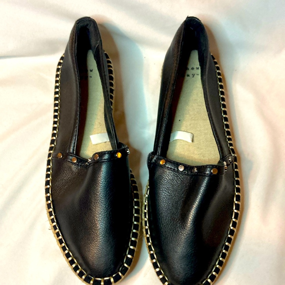 A New Day Maggie Studded Faux Leather Flats Espadrilles Size 8 Black 🖤